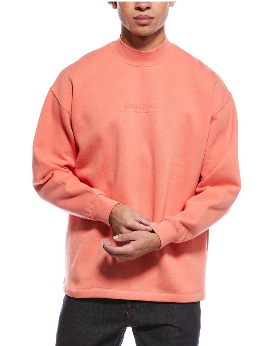 Essentials Men's Coral-Orange Crewneck Sweatshirt